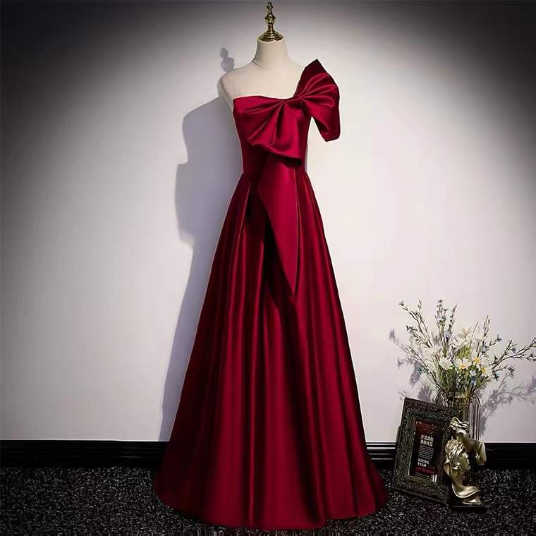 Red Evening Dress, Temperament, One Shoulder Prom Dress, High Sense,custom Made