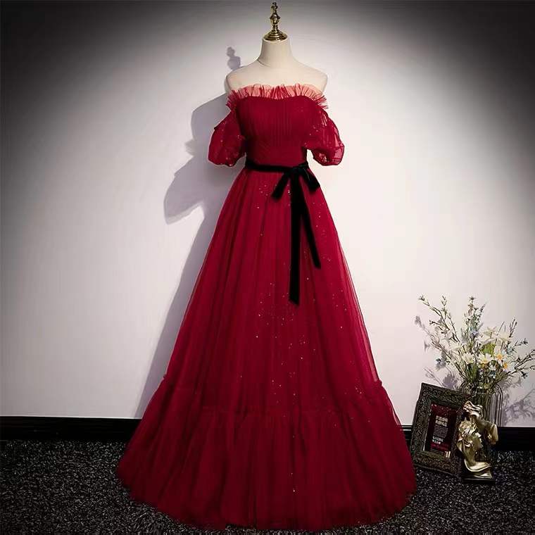 Off Shoulder Evening Dress, Fairy Dress,red Promd Dress,custom Made