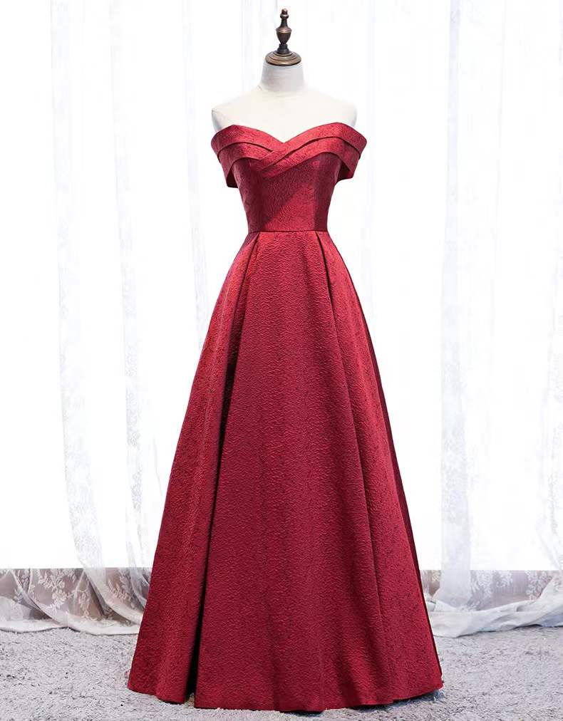 Long Red Evening Dress, Off Shoulder Party Dress,custom Made