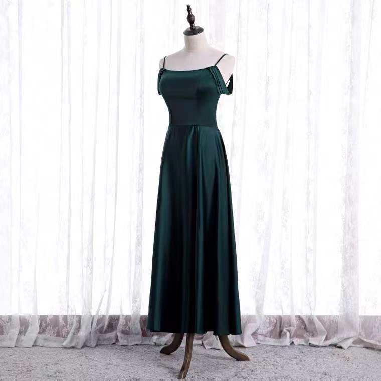 Green dress, light luxury satin dress, temperament party dress,custom made