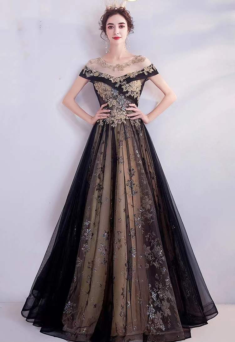 Black Evening Dress, Shiny Formal Dress,custom Made