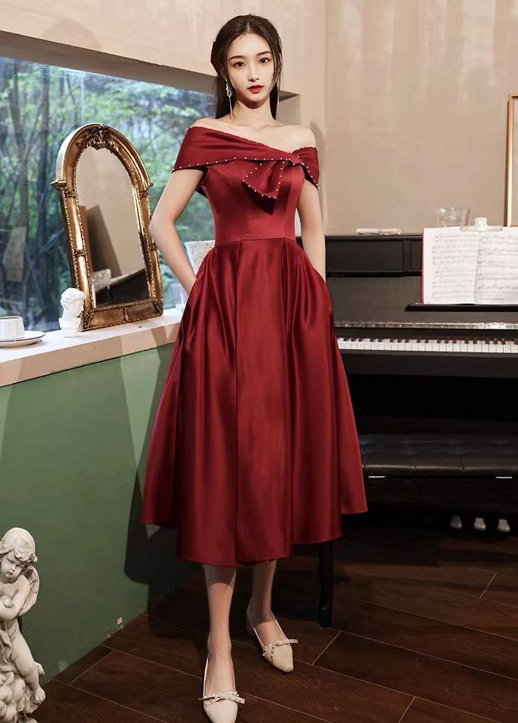 Cute Prom Dress,off Shoulder Evening Dress, Red Party Dress,homecoming Dress,custom Made