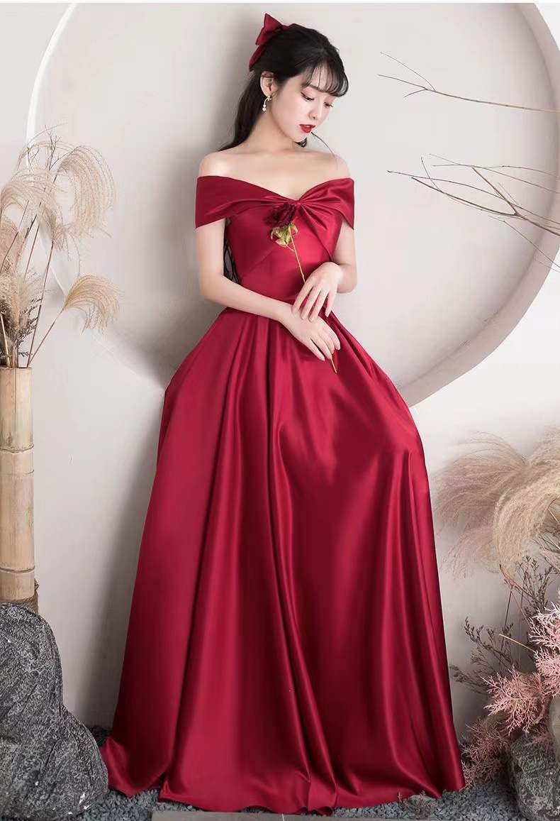 Simple Prom Dress,off Shoulder Evening Dress, Red Party Dress,custom Made