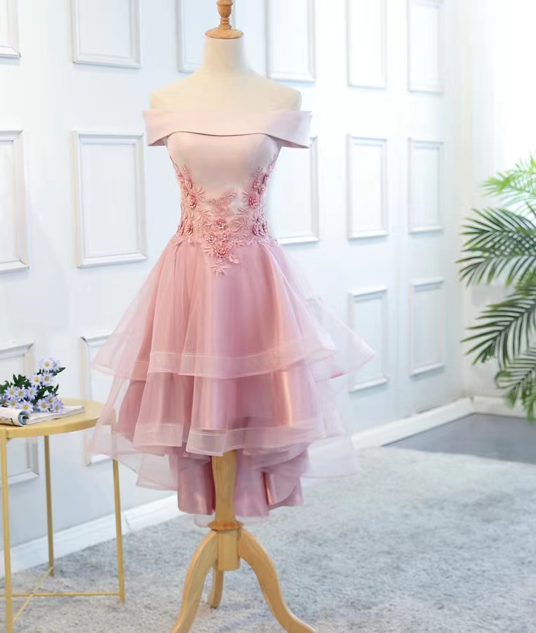 Off-the-shoulder Graduation Dress, Elegant Bridesmaids Dress, Pink Party Dresses,homecoming Dress, Custom Made