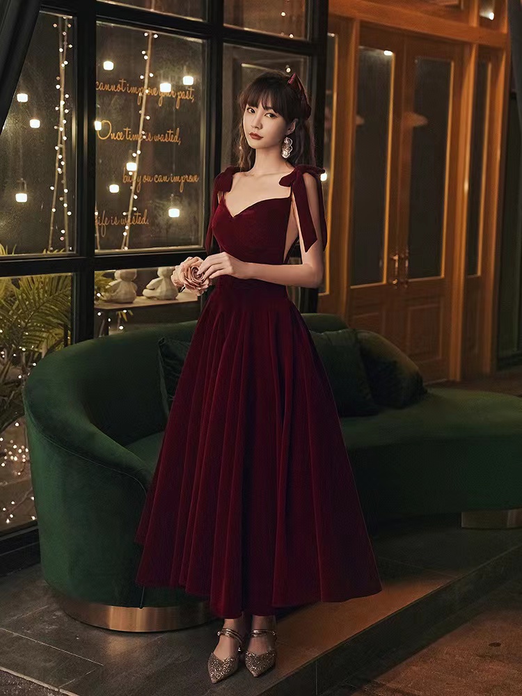 cute and cheap homecoming dresses Asymmetrical velvet corset midi dress 44 (FR) / Burgundy