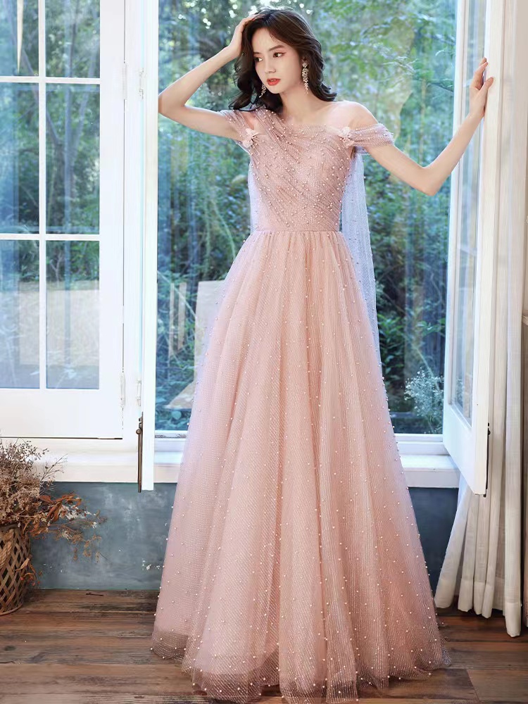 Pink Evening Dress, Elegant Birthday Fairy Dress, Custom Made
