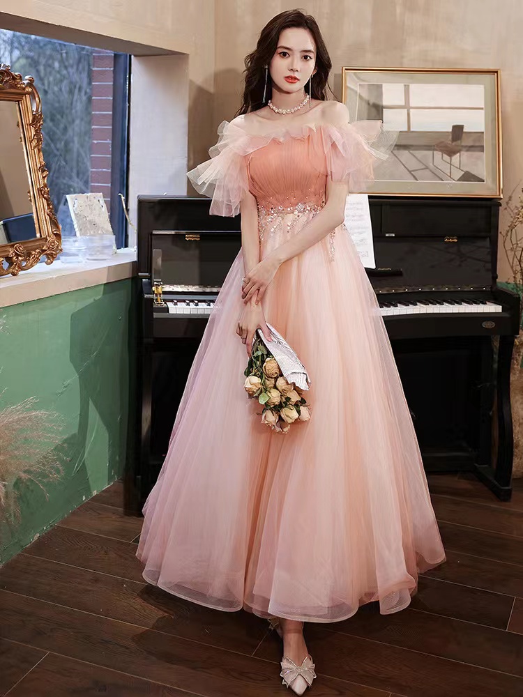 Off-the-shoulder Evening Dress, Pink Princess Dress, Quality Long  Dress,custom Made