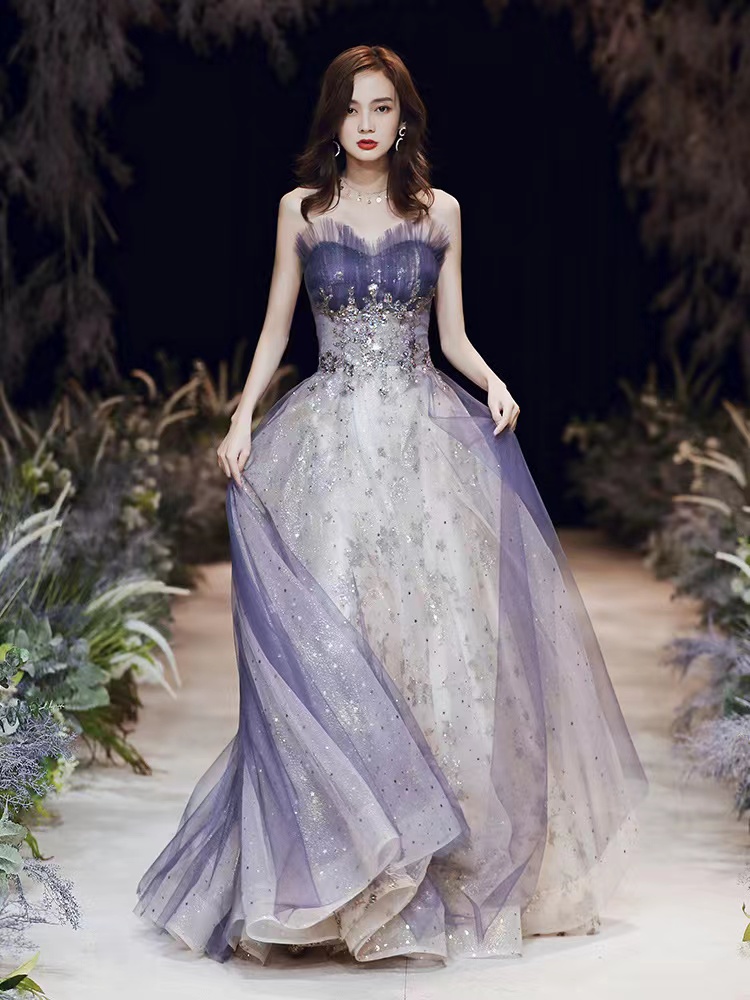 Strapless Prom Dress, Socialite, Fairy Purple Party Dress,custom Made
