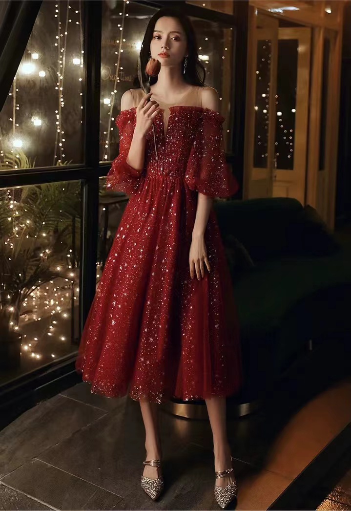 Red Dress, Fairy Dress, Off Shoulder Homecoming Dress,glitter Party Dress,custom Made