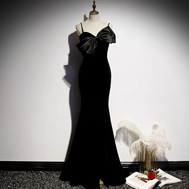 Black Evening Dress,spaghetti Strap Prom Dress,sexy Bodycon Dress,custom Made