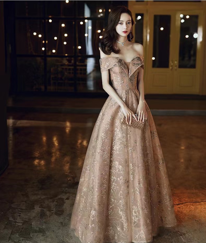 Off Shoulder Evening Dress, Temperament Prom Dress, Sexy Light Luxury Party Dress,custom Made