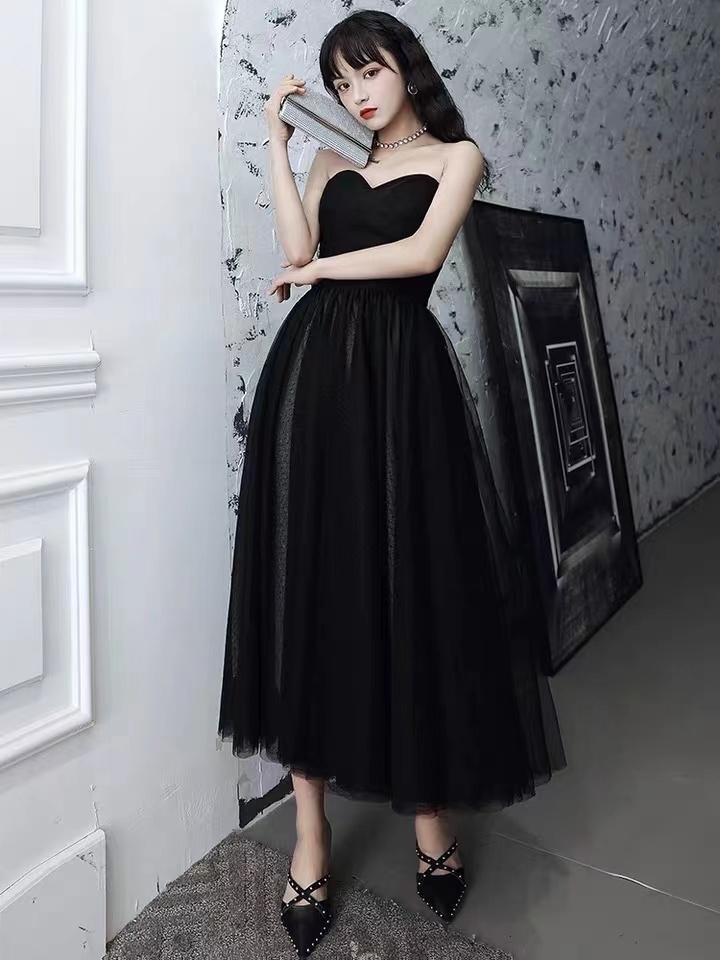 Little Black Dress, Strapless Prom Dress, Sexy Graduation Dress,custom Made