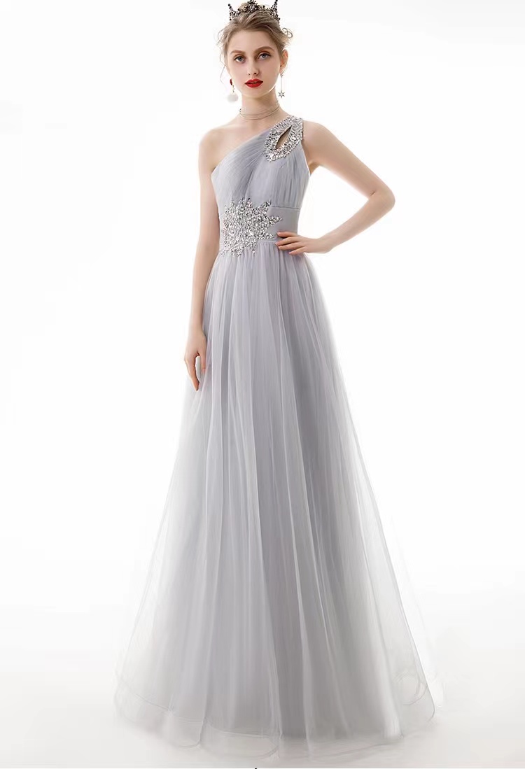 One Shoulder Evening Dress, Elegant Party Dress, Simple Bridesmaid Dress, Fairy Birthday Prom Dress,custom Made