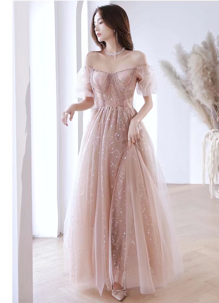 Off shoulder sexy prom dress, light luxury party dress, temperament bridesmaid dress,,custom made