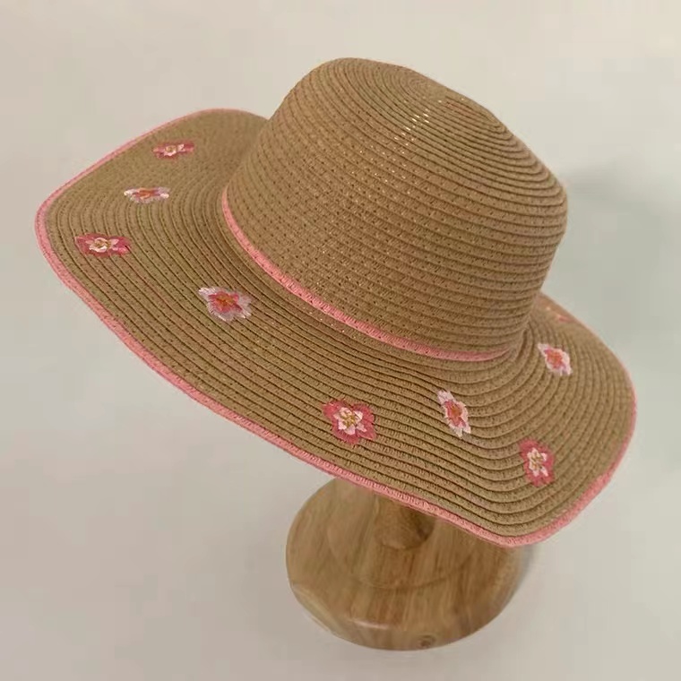 Embroidered Flowers, Portable Sunshade Hat, Versatile, Children/adults Beach Travel Hat