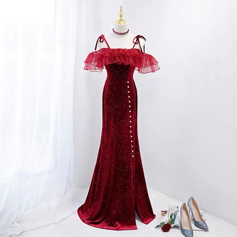 Chic Prom Dress,red Party Dress, Spaghetti Strap Prom Dress,custom Made