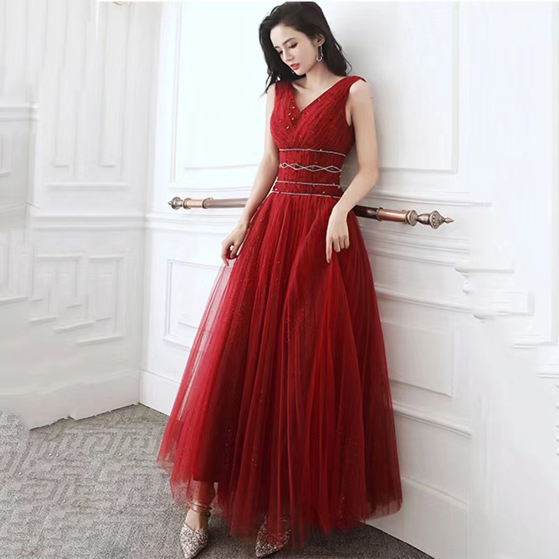 Red Prom Dress,v-neck Party Dress,sexy Evening Dress,custom Made