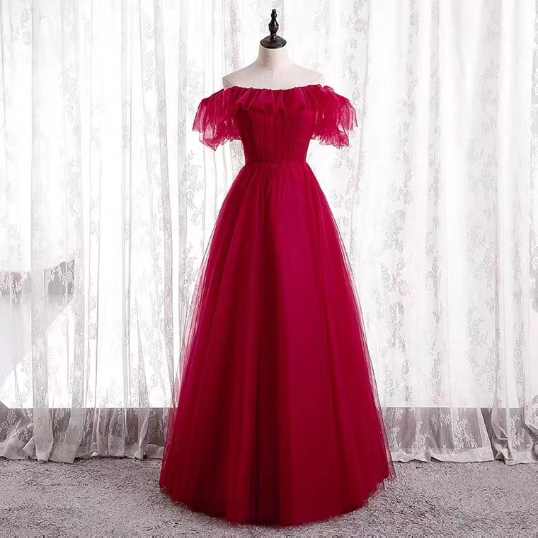 Red Prom Dress,off Shoulder Party Dress,chic Prom Dress,custom Made