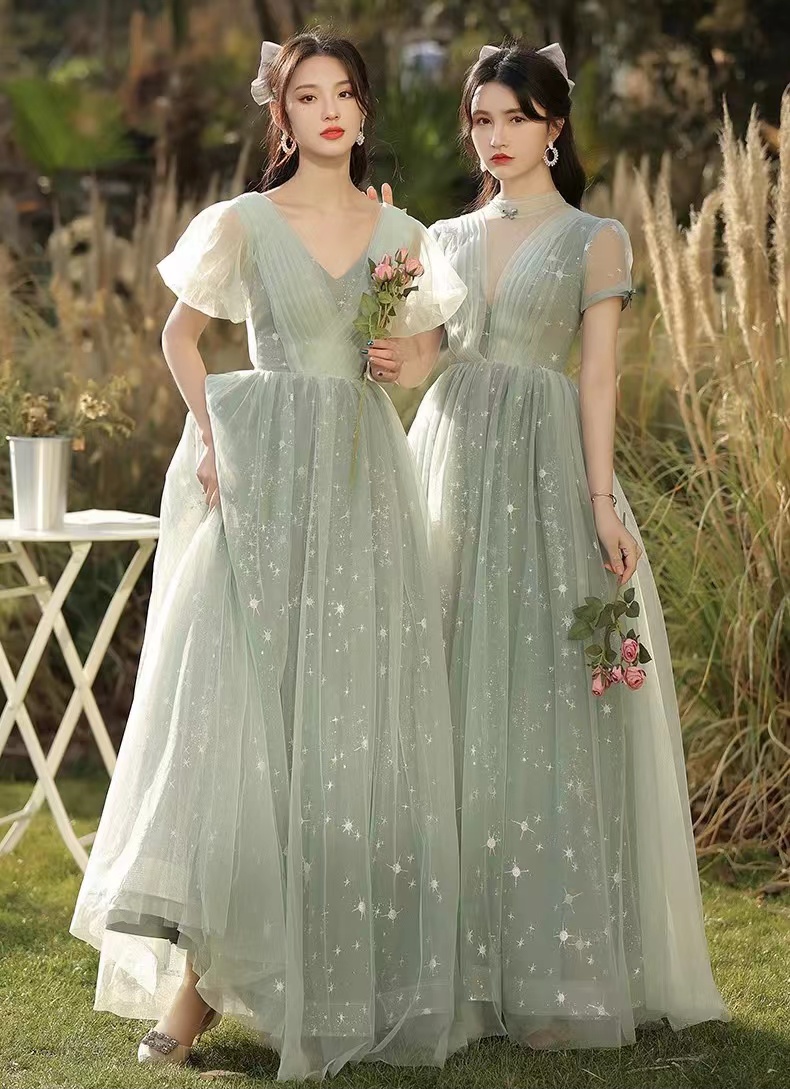 Green Party Dresses, Fresh Bridesmaid Dresses, Fairy Sorority Dresses,,custom Made