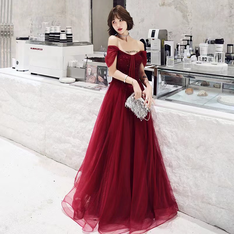 Heavy Handmade Beaded Dress, Red Prom Dress, Modern Temperament Evening Dress,custom Made