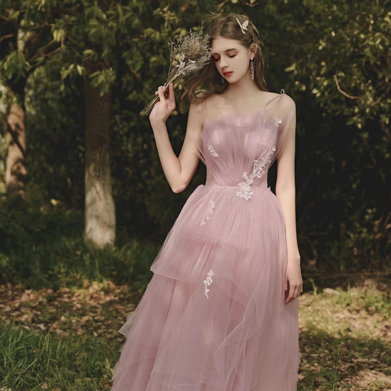 Fairy Pink Strapless A-Line Short Party Dresses Birthday Dresses Hoco Dresses, DP5731 main image 1
