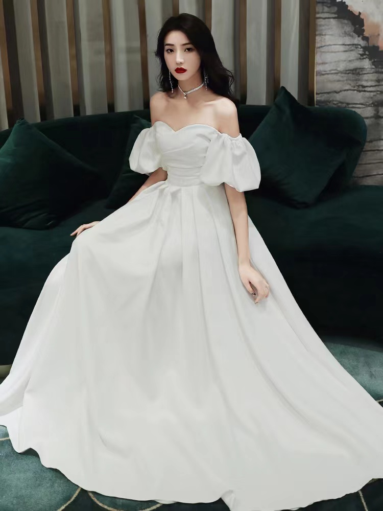 White Dress, Temperament Evening Dress, Off Shoulder Party Dress,custom Made