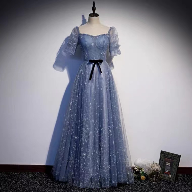 Starry Evening Dress,off Shoulder Dream Prom Dress, Long Elegant Dress ,custom Made