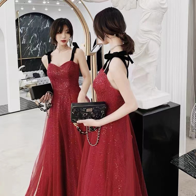 Spaghetti Strap Evening Dress,red Prom Dress,,custom Made