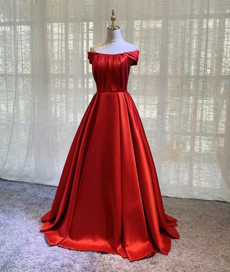 Red evening dress, off shoulder prom dress, elegant party dress,custom made