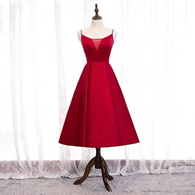 Summer,,spaghetti Strap Midi Dress,red Party Dress,homecoming Dress,custom Made