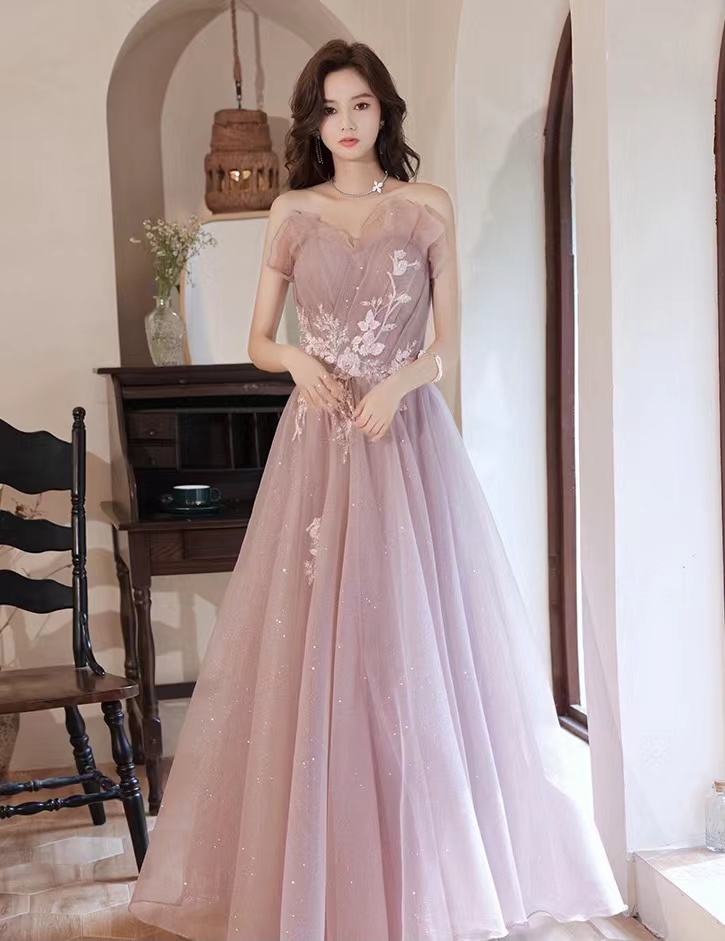 Strapless Party Dress,fairy Evening Dress,pink Prom Dress,custom Made