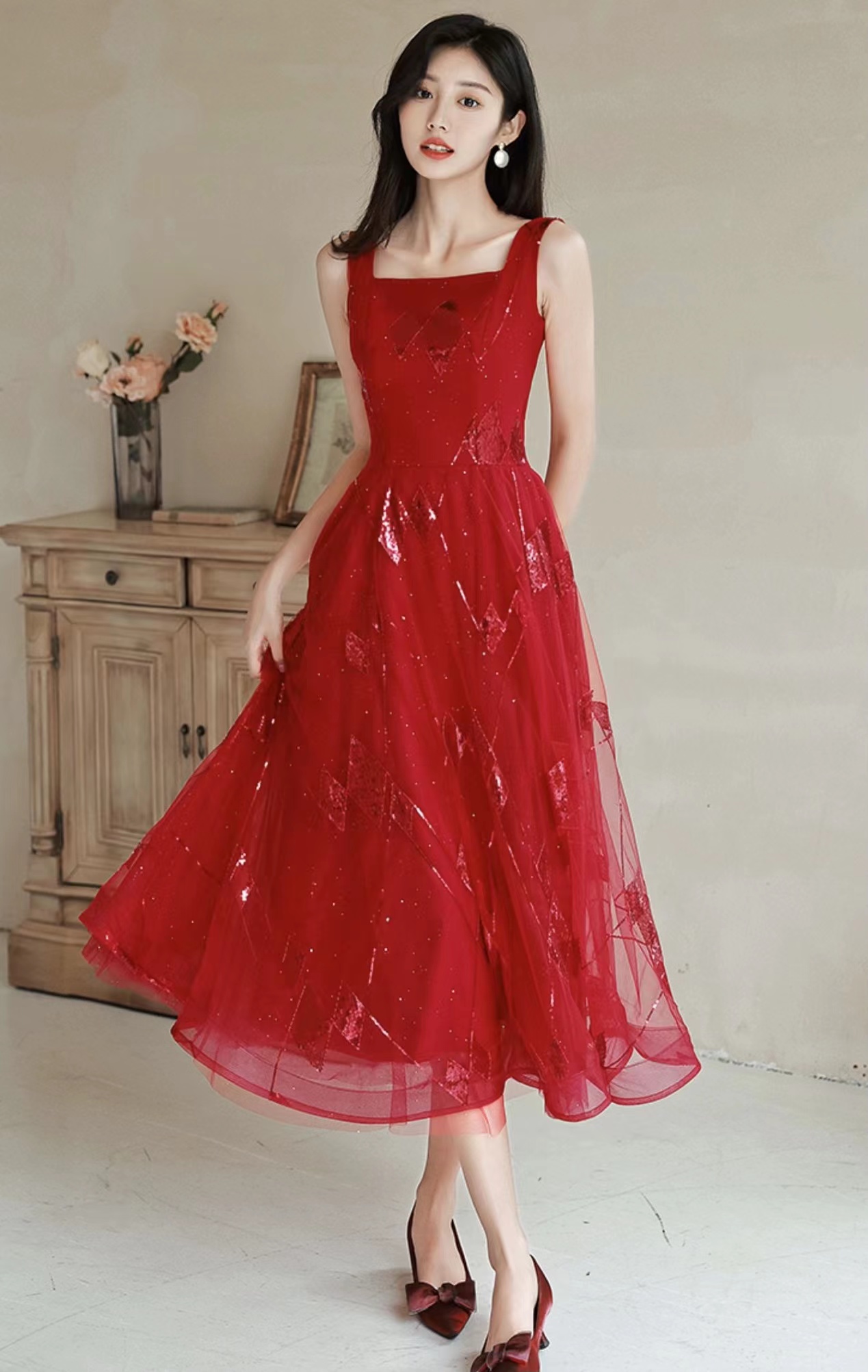 Red Daliy Dress,cute Birthday Dress,spaghetti Strap Party Dress,homecoming Dress,custom Made
