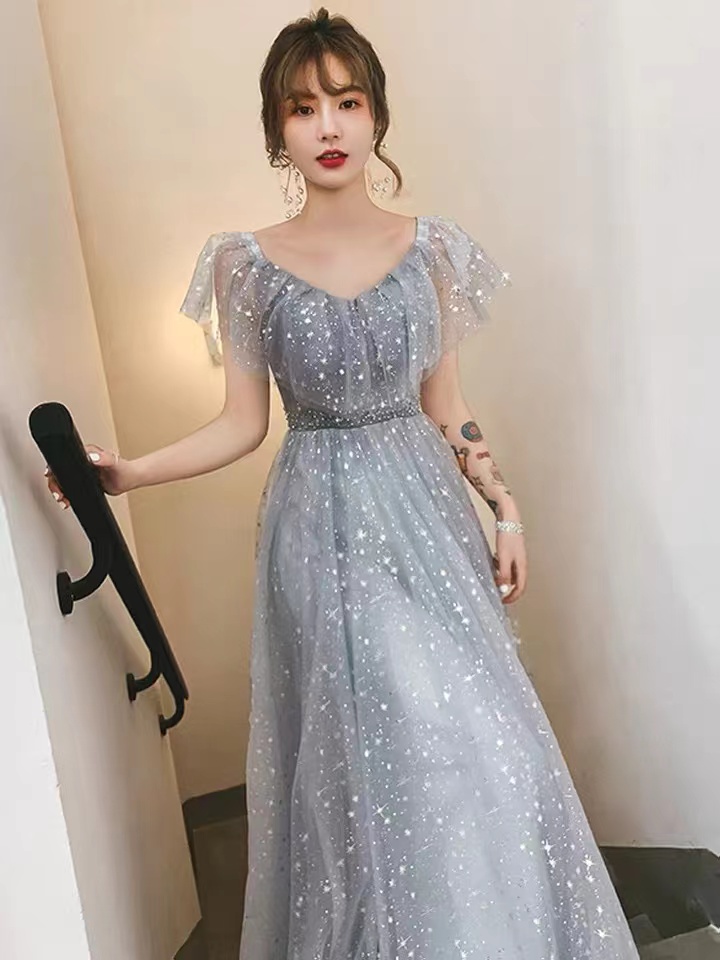 plus size evening dresses chicago Light Grey Tulle Dress — Hanayen Couture