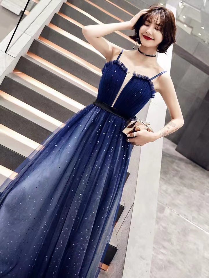 slim fit dress slacks Cute A Line V Neck Layered Navy Blue Lace Short Prom Dresses, Short Na –  morievent main image 1