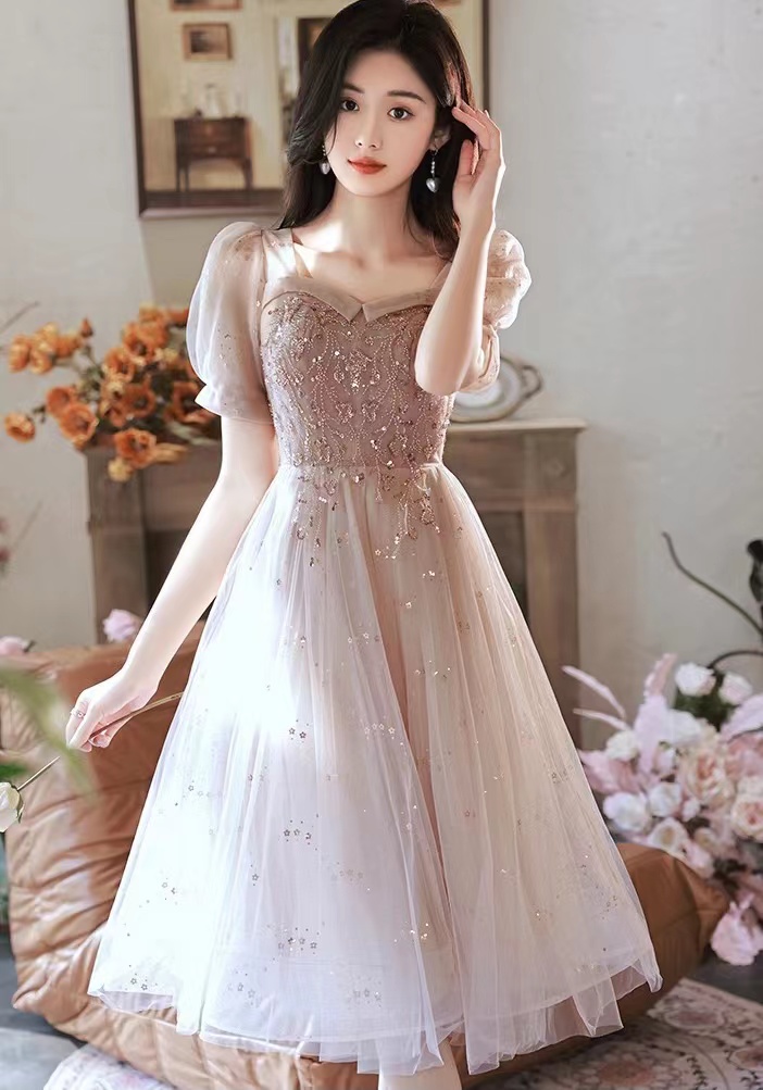 Fairy Graduation Dress, Pink Sequin Party Dress,chic Homecoming Dress,custom Made