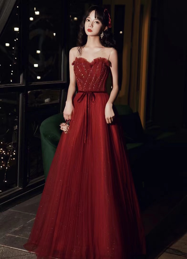 Charming Evening Dress,,sleeveless Prom Dress,red Party Dress,custom Made
