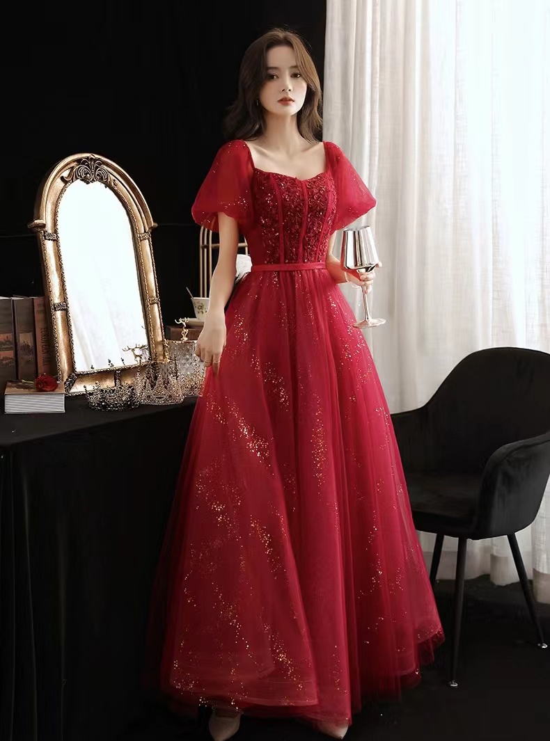 Sweet Prom Dress,red Party Dress,elegant Evening Dress,custom Made
