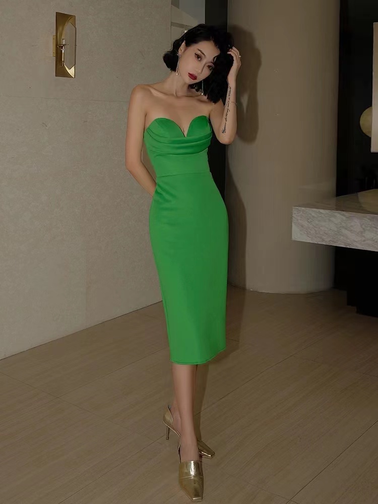 Green Party Dress,strapless Dress ,sexy Homecoming Dress,satin Evening Dress,slim Bodycon Dress,custom Made