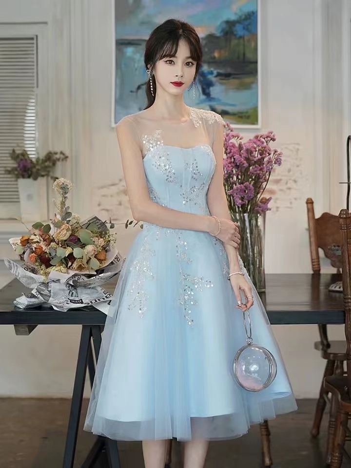 Blue Birthday Dress,sleeveless Homecoming Dress,fairy Party Dress,custom Made