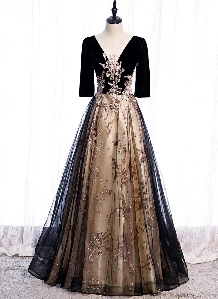 Black Dress, Long Fairy Elegant Dress T,emperament Dress, Formal Evening Dress,custom Made