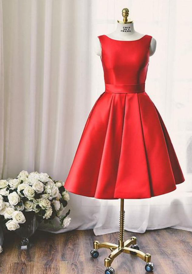 Red Homecoming Dress,short Sleeveless Party Dress,bateau Short Graduation Dress ,custom Made