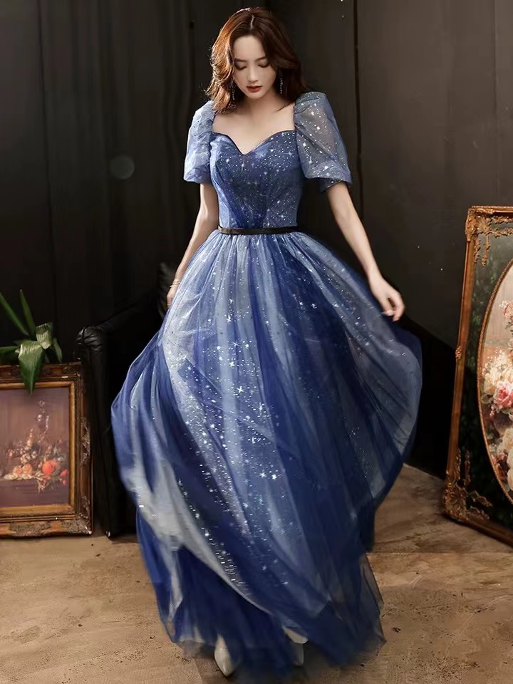 strapless open back dress Palace Style Princess Bubble Sleeve Printed Satin Ball Gown Prom Dress