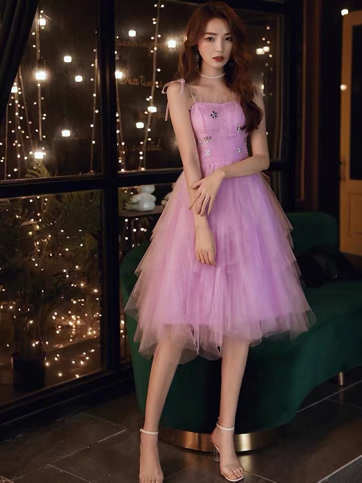 Fairy Temperament Homecoming Dress,spaghetti Strap Birthday Party Dress,cute Evening Dress,custom Made