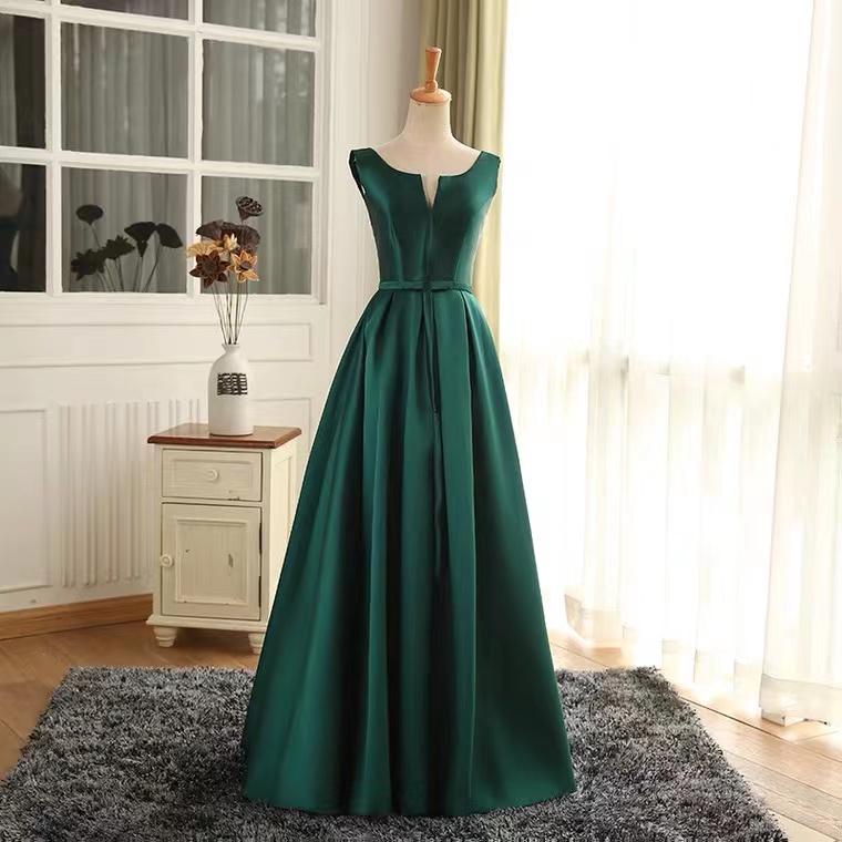 Satin Evening Dress,dark Green Prom Dress,formal Dress,custom Made