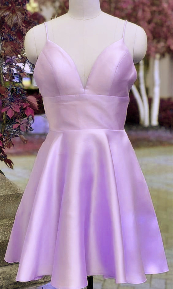 Short Homecoming Dress, Straps Satin Prom Dress Spaghetti Strap Party Dress,custom Made