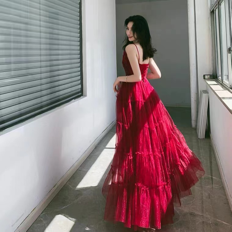 Spaghetti Strap Prom Dress,red Party Dress,charming Evening Dress,,custom Made