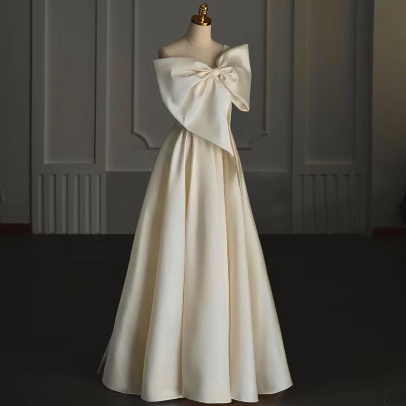 Temperament Satin Light Wedding Dress, Temperament Fairy Prom Dress, White Dress,,custom Made