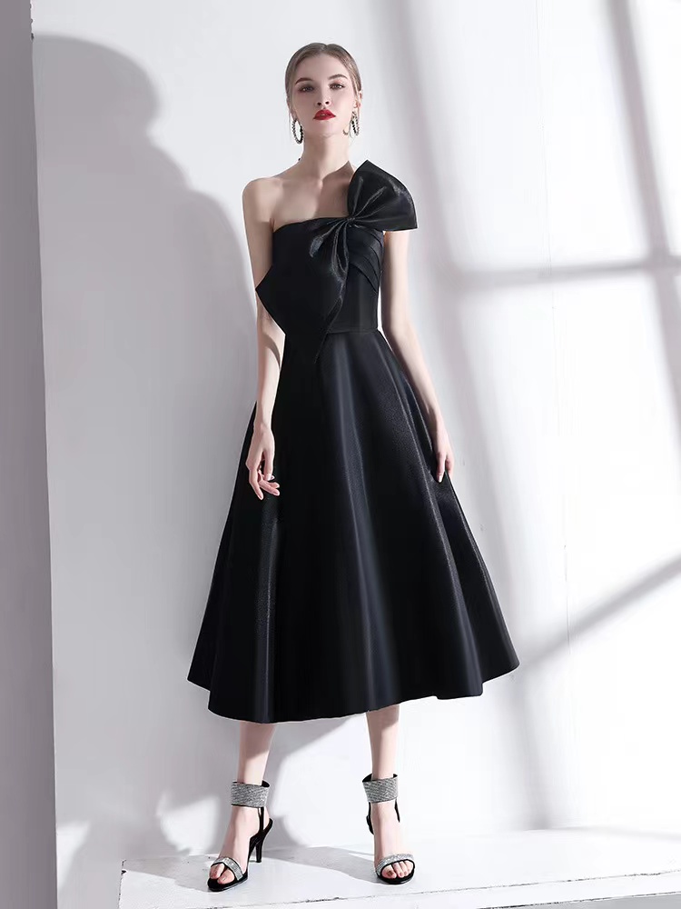 Little Black Dress, Sexy Evening Gown, Midi Dress,one Shoulder Homecoming Dress,,custom Made