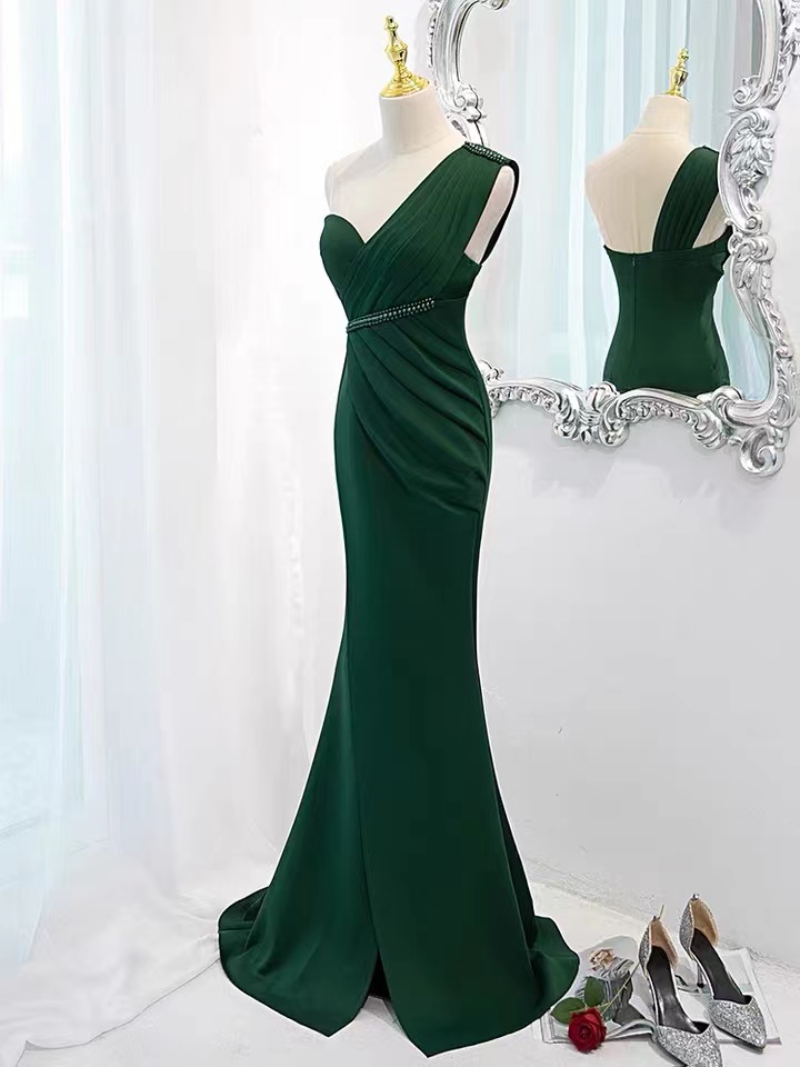Green Evening Dress, High Sense Satin Party Dress, Fashion Sexy Prom Dress,custom Made