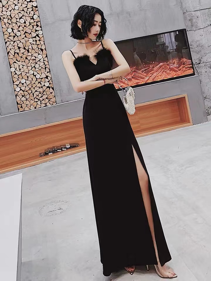 Black Evening Dress, Noble Prom Dress, Sexy Party Dress,custom Made